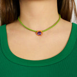 POP CHOKER ~ WITH OCTAGON IN CANDY SETTING IN ORANGE