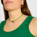 POP CHOKER ~ WITH OCTAGON IN CANDY SETTING IN ORANGE