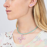 POP CHOKER WITH LUCKY FLOWER PENDANT IN WISTERIA