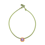 POP CHOKER ~ WITH OCTAGON IN CANDY SETTING IN ORANGE