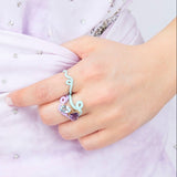 WAVE STACKING RING ~ IN BLUE IRIS