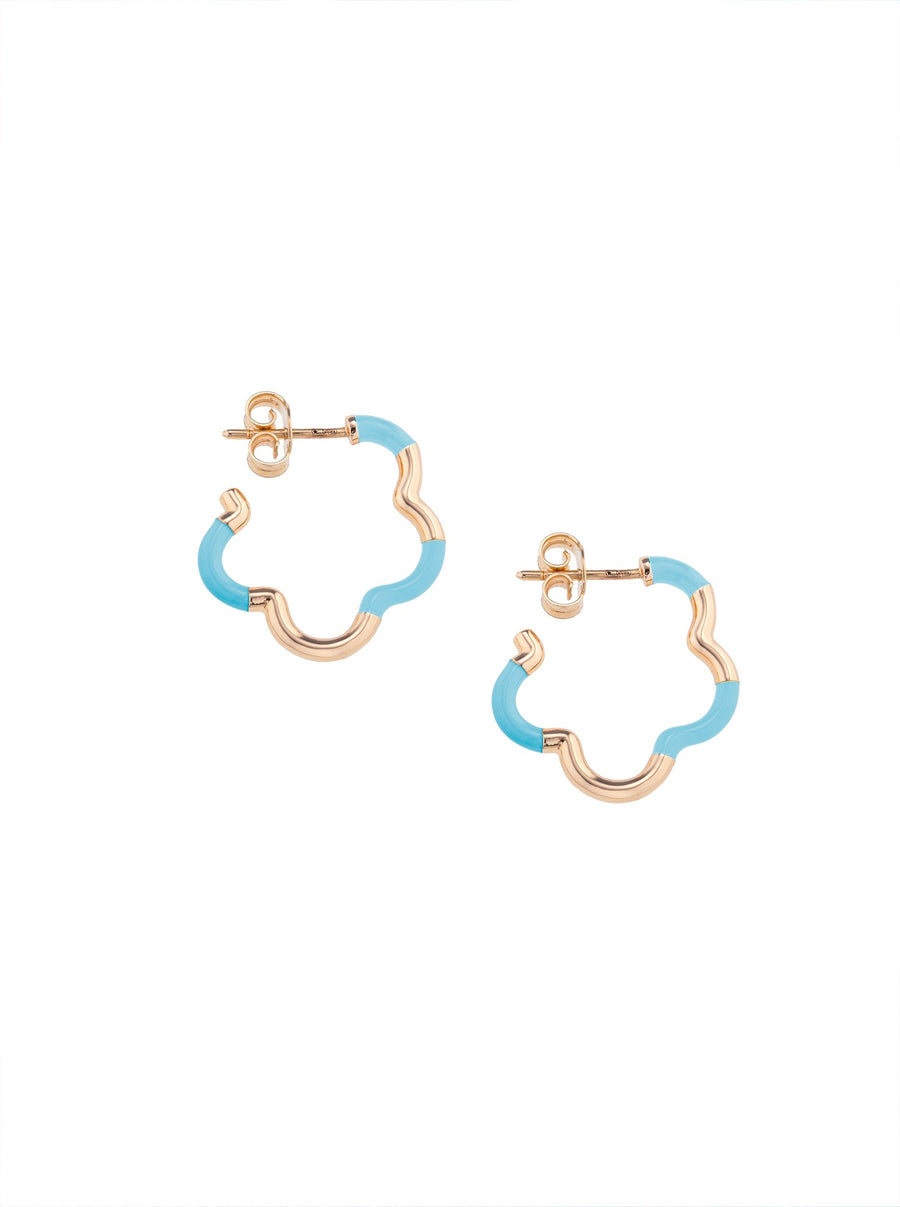 B MINI GOLD AND BABY BLUE EARRINGS