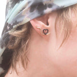 DOUBLE HEART EARRINGS IN BLACK