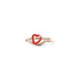 DIAMOND HEART RING IN RED