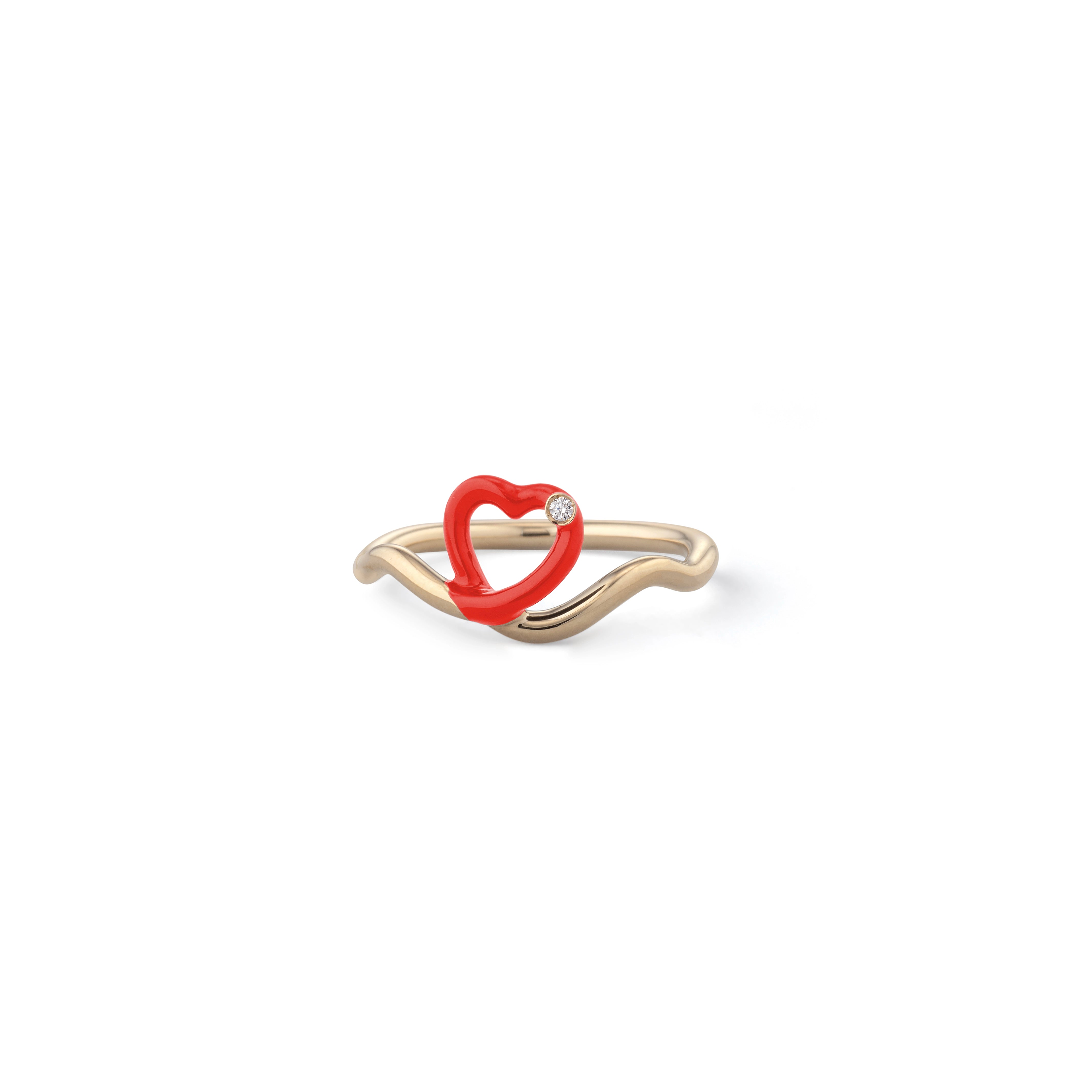 DIAMOND HEART RING IN RED - Main Image