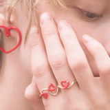 DOUBLE HEART RING IN RED