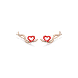 DOUBLE HEART EARRINGS IN RED