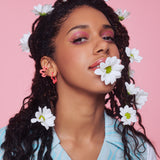 2 TONE FLOWER EARRINGS ~ IN HOT AND LIGHT PINK