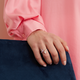 BABY VINE HALF HALF RING WITH PEAR CUT DIAMOND