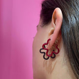 2 TONE FLOWER EARRINGS ~ IN BURGUNDY AND CHERRY CHOCOLATE
