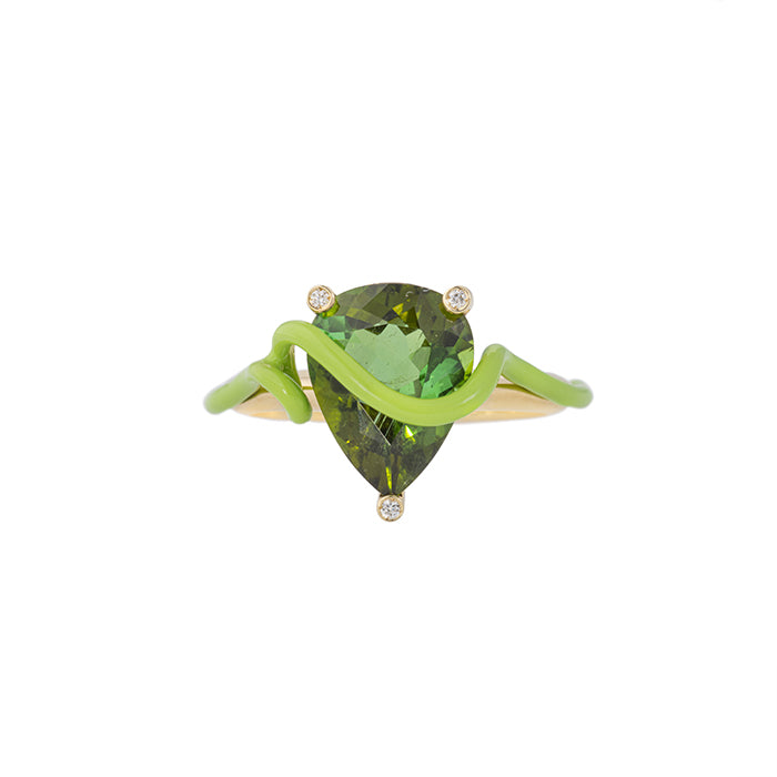 HERMIONE RING IN LIME GREEN WITH TOURMALINE