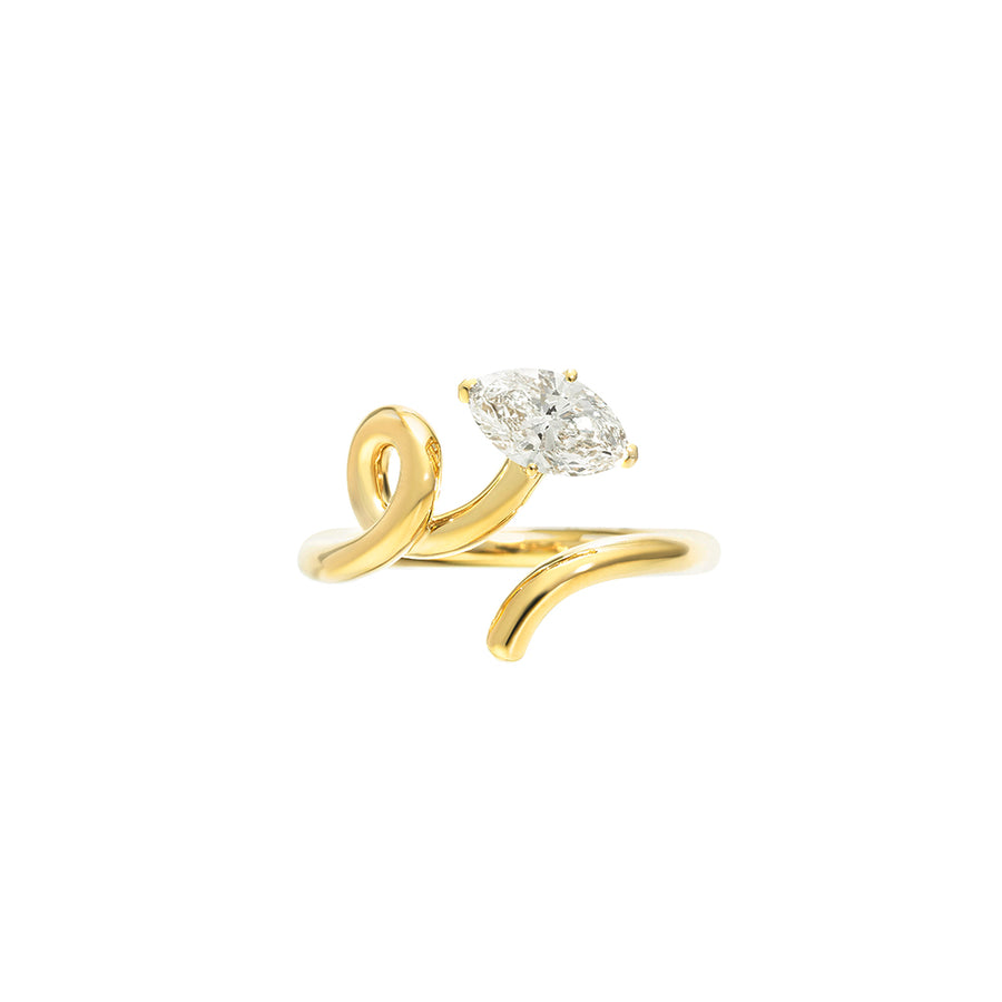 GOLD BABY VINE RING WITH MARQUISE CUT DIAMOND