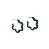 TWO TONES FLOWER EARRINGS IN EMERALD GREEN AND SAKURA PINK