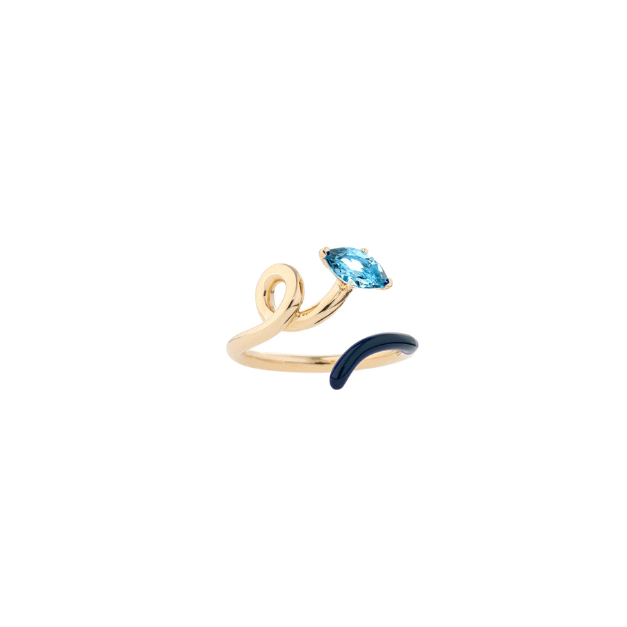 B HALF RING IN GOLD AND BLUE NAVY
