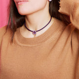 POP CHOKER ~ WITH OCTAGON IN CANDY SETTING IN LAVENDER