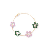 FOUR FLOWER BRACELET IN PINK AND GREEN