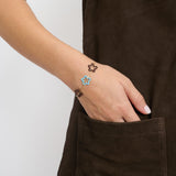 FOUR FLOWER BRACELET IN BABY BLUE AND CHERRY CHOCOLATE