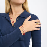 FOUR FLOWER BRACELET IN BURGUNDY