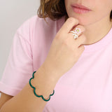 FLOWER CUFF BRACELET IN EMERALD GREEN