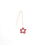 FLOWER CHAIN SINGLE EARRING IN BURGUNDY