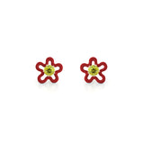 FLOWER STUD EARRINGS IN BURGUNDY