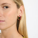 TWO TONES FLOWER EARRINGS IN BURGUNDY AND LIME GREEN