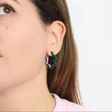 TWO TONES FLOWER EARRINGS IN EMERALD GREEN AND SAKURA PINK
