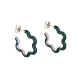 TWO TONES FLOWER EARRINGS IN EMERALD GREEN AND SAKURA PINK