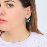 2 TONE FLOWER EARRINGS ~ IN MINT AND BLUE IRIS