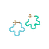 2 TONE FLOWER EARRINGS ~ IN MINT AND BLUE IRIS