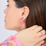 2 TONE FLOWER EARRINGS ~ IN BUBBLEGUM PINK AND AZALEA