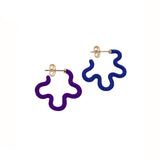 2 TONE FLOWER EARRINGS ~ IN DARK NAVY AND DEEP PURPLE