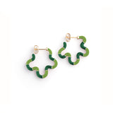 2 TONE FLOWER EARRINGS ~ IN PISTACCHIO AND TEAL