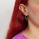 2 TONE FLOWER EARRINGS ~ IN PISTACCHIO AND TEAL