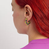 2 TONE FLOWER EARRINGS ~ IN PISTACCHIO AND TEAL