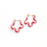 2 TONE FLOWER EARRINGS ~ IN PINK AND AMARENA