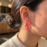 2 TONE FLOWER EARRINGS ~ IN PINK AND AMARENA