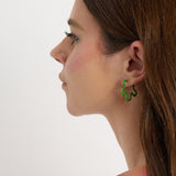 2 TONE FLOWER EARRINGS ~ IN LIME AND GREEN