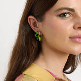 2 TONE FLOWER EARRINGS ~ IN LIME AND GREEN