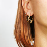 TWO TONE FLOWER EARRINGS IN GOLD