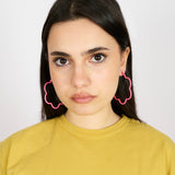 2 TONE LARGE FLOWER POWER EARRINGS IN BUBBLEGUM PINK AND AZALEA