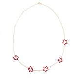 FIVE FLOWER NECKLACE IN BURGUNDY