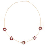 FIVE FLOWER NECKLACE IN BURGUNDY