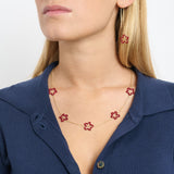 FIVE FLOWER NECKLACE IN BURGUNDY