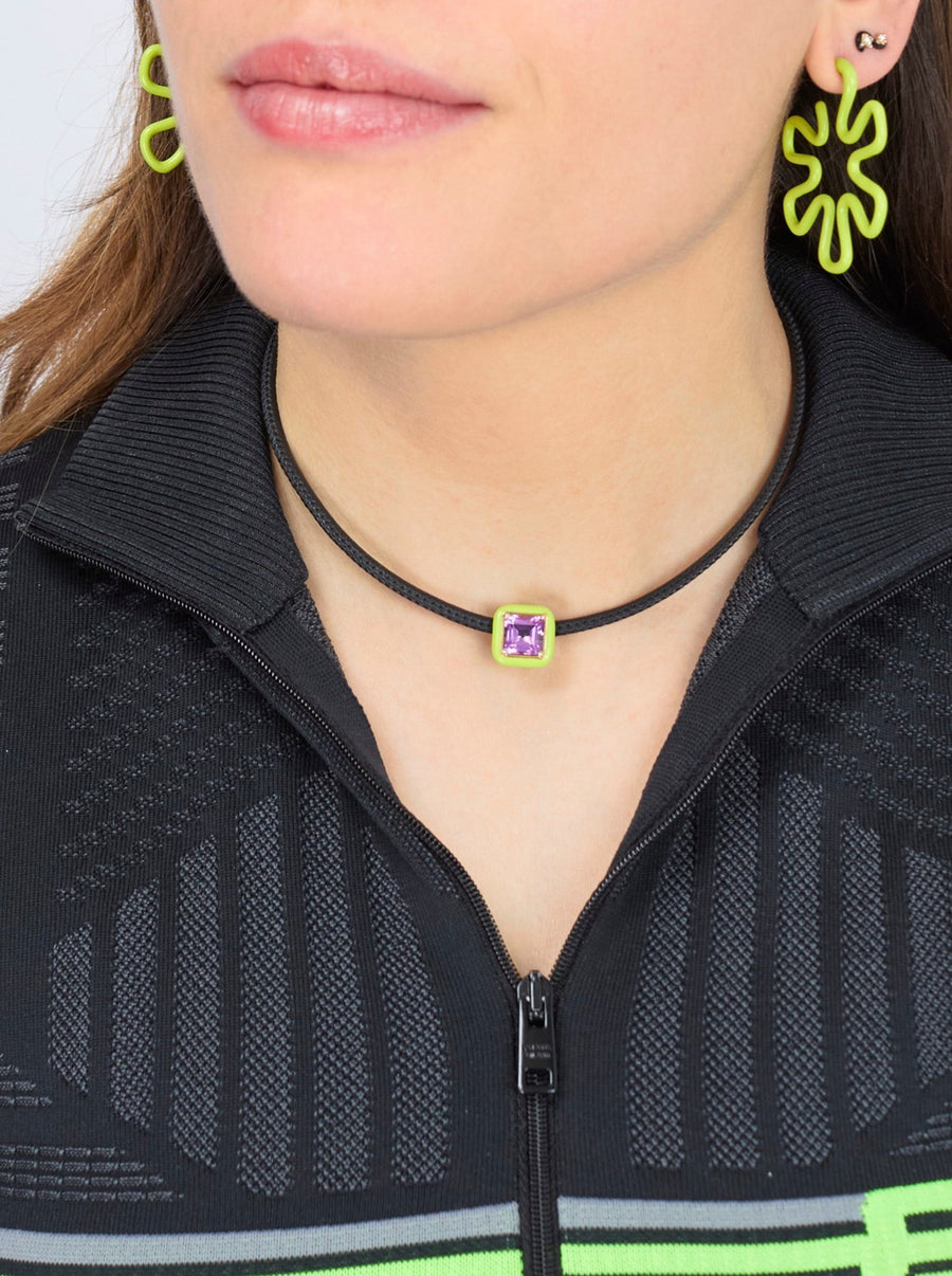 POP CHOKER WITH SQUARE IN CANDY SETTING IN LIME