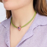 POP CHOKER ~ WITH HEART IN CANDY SETTING IN PINK