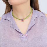 POP CHOKER ~ WITH HEART IN CANDY SETTING IN PINK