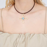 POP CHOKER ~ WITH LUCKY FLOWER PENDANT IN PANNA