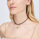 POP CHOKER ~ WITH LUCKY FLOWER PENDANT IN PANNA
