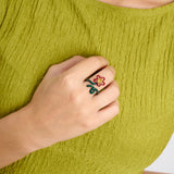 FLOWER VINE RING IN BURGUNDY